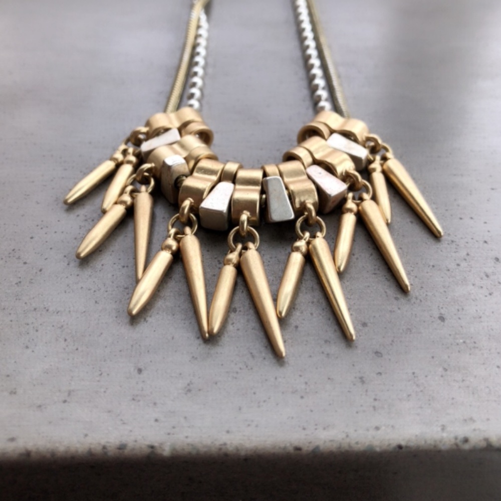 JCrew Gold & Silver Chunky Necklace, Double Strand